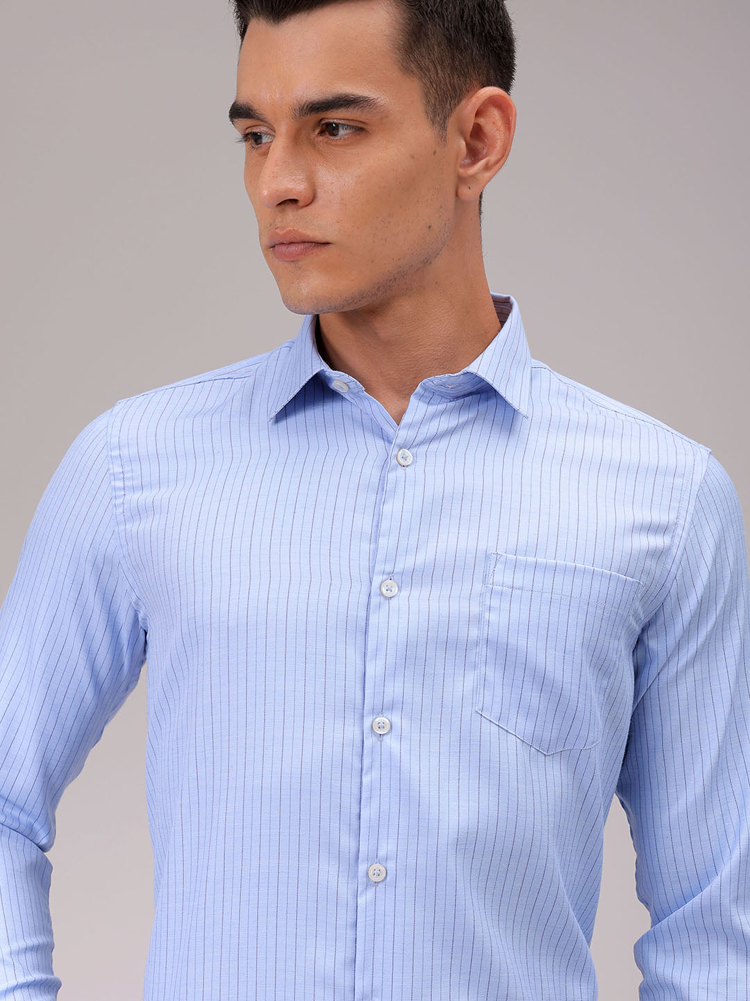 Men's Slim Fit Striped Formal Shirt