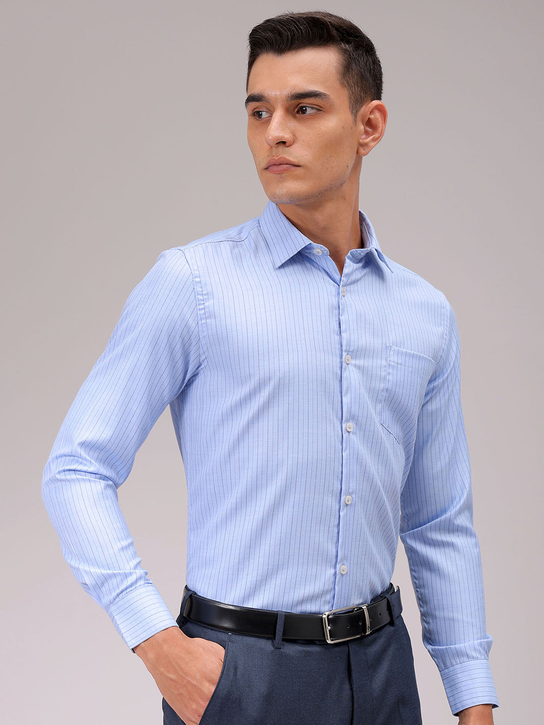 Men's Slim Fit Striped Formal Shirt