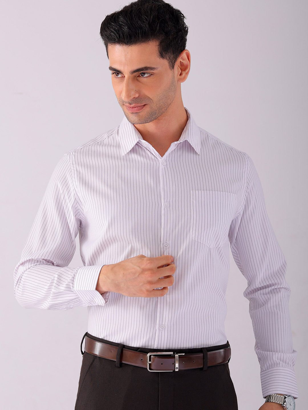 Shop Men's Striped Slim Fit Formal Shirt Online.