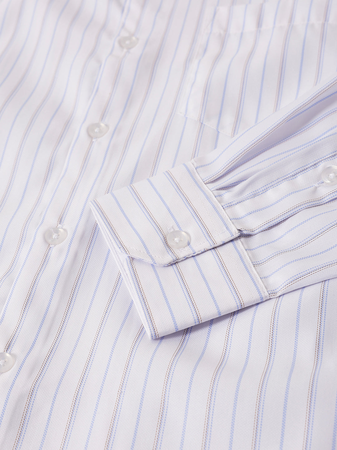 Men's White Slim Fit Striped Formal Shirt