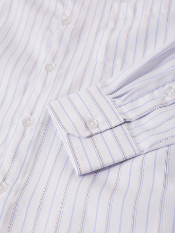 Men's White Slim Fit Striped Formal Shirt