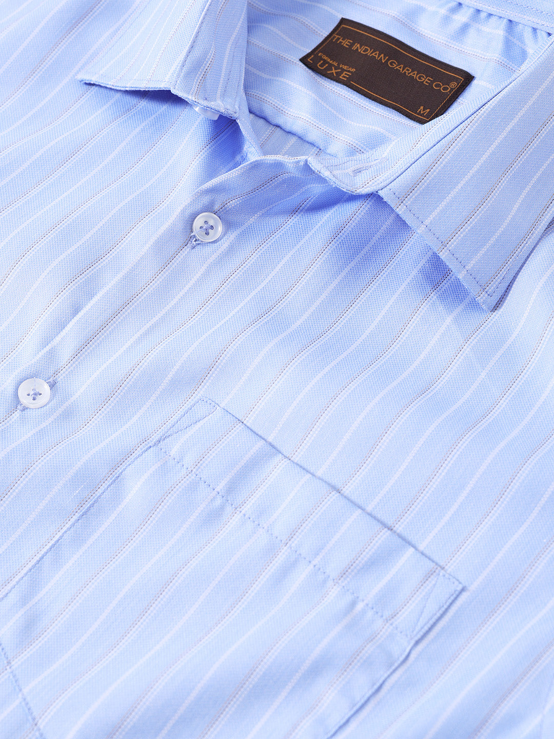 Men's Blue Slim Fit Striped Formal Shirt