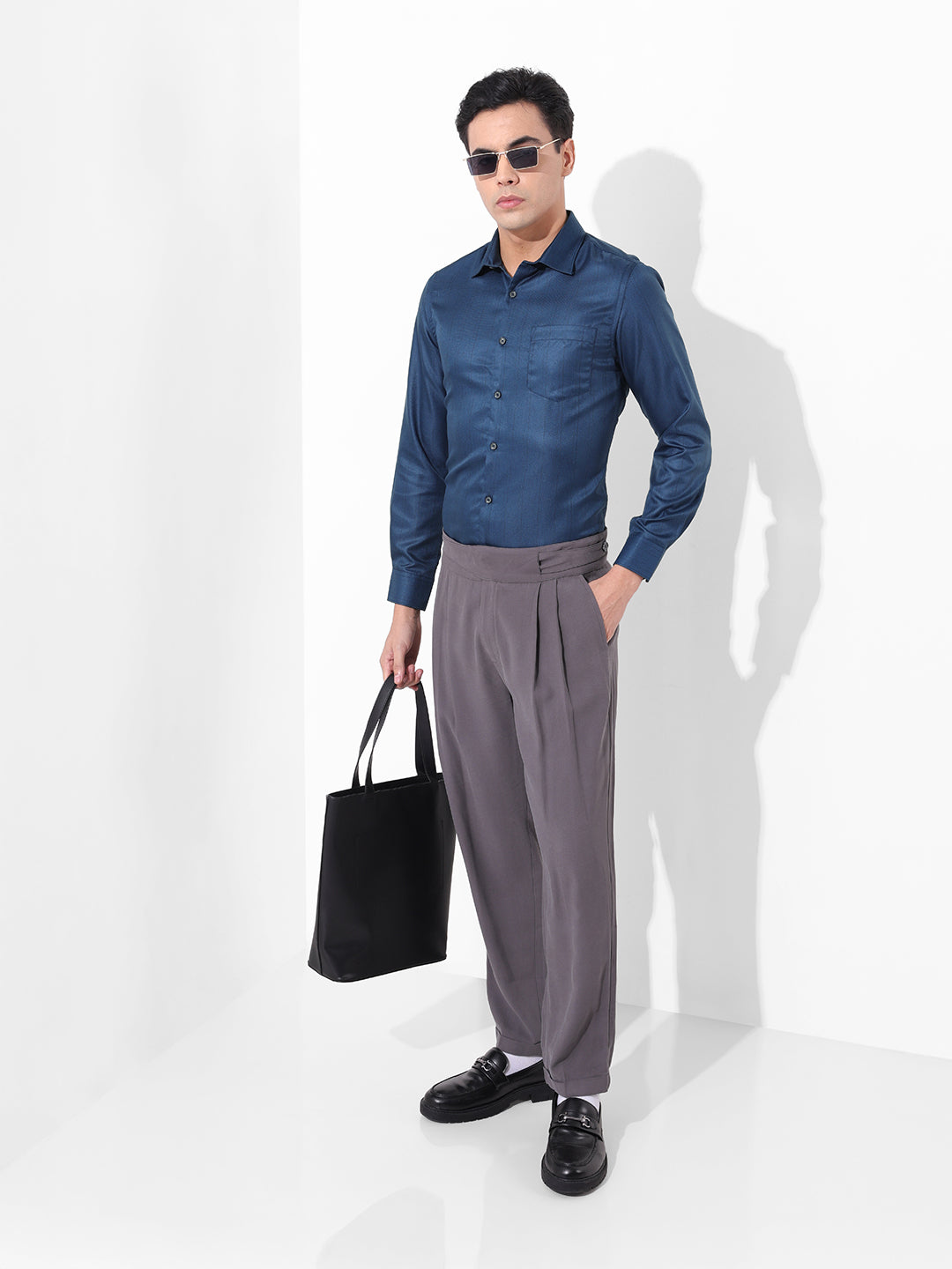 Men's Blue Slim Fit Striped Formal Shirt