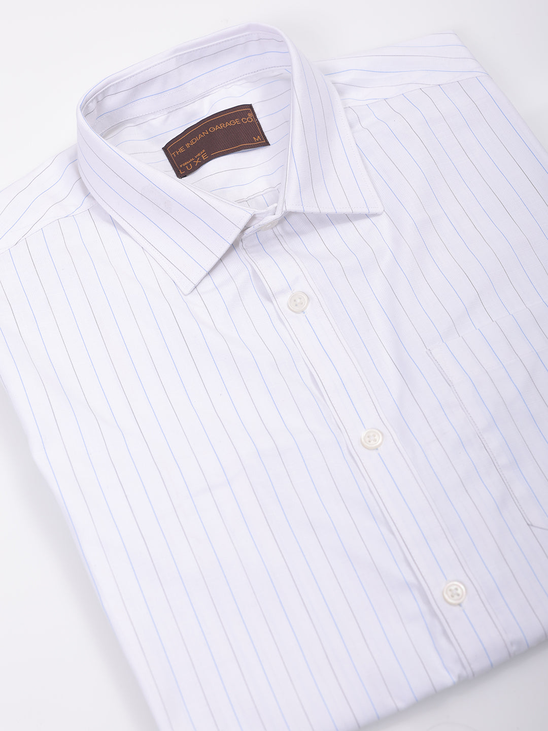 Men's White Slim Fit Striped Formal Shirt