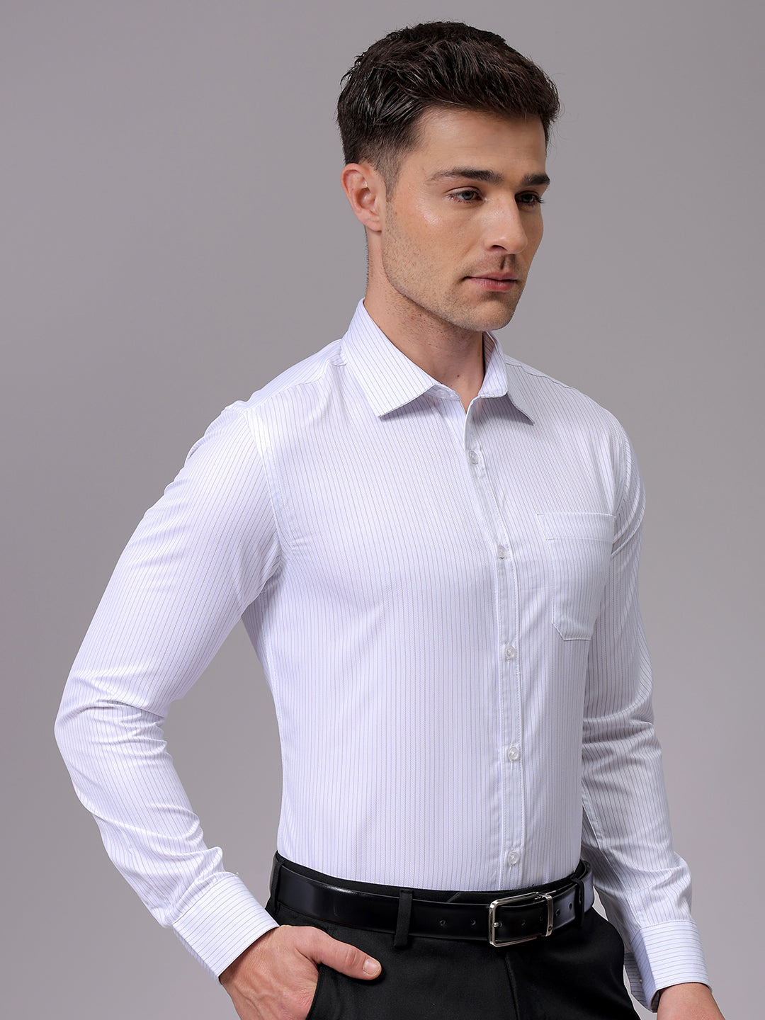 Men's Slim Fit Striped Formal Shirt