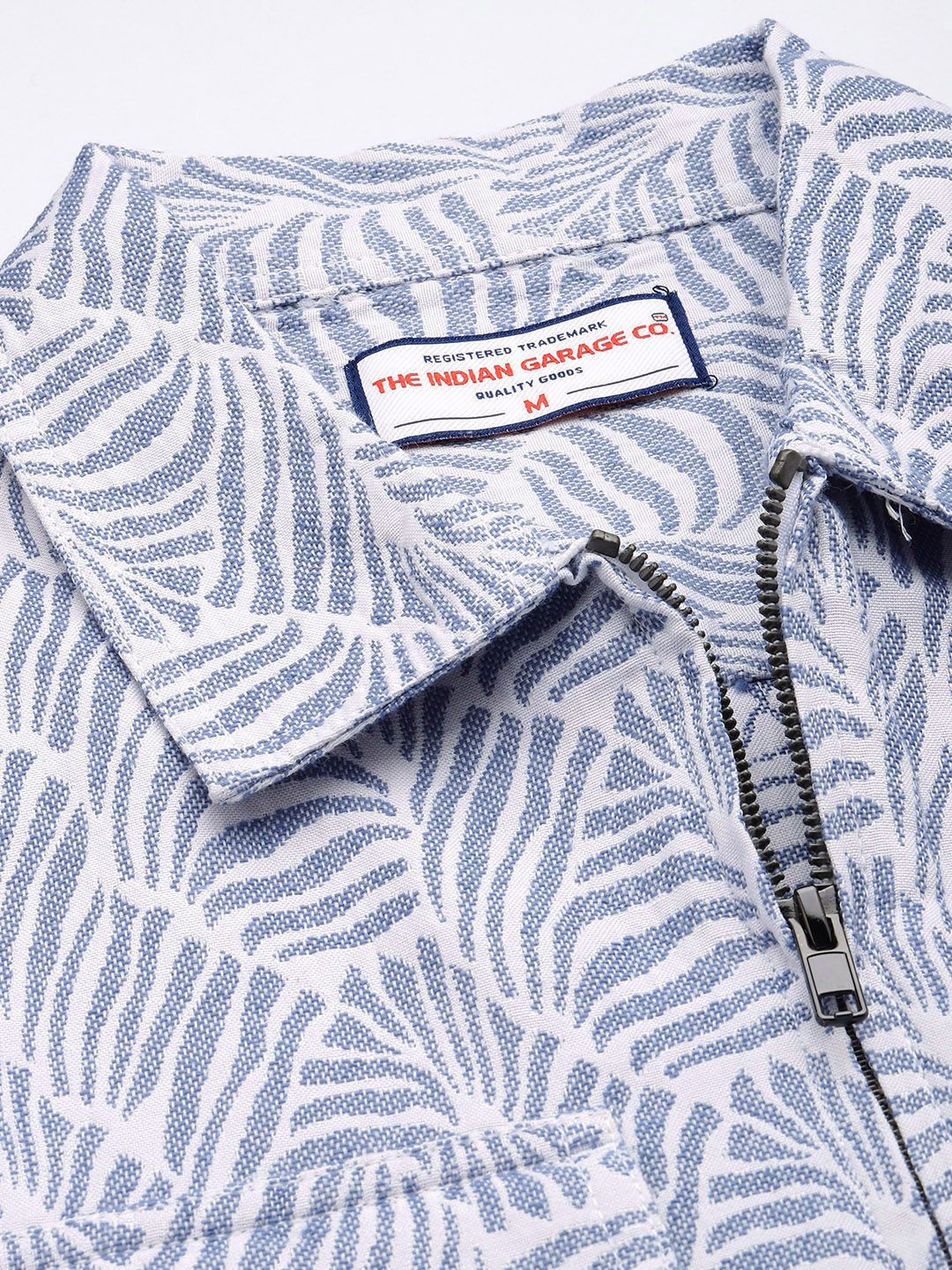 Men's Blue Regular Fit Textured Casual Shirt