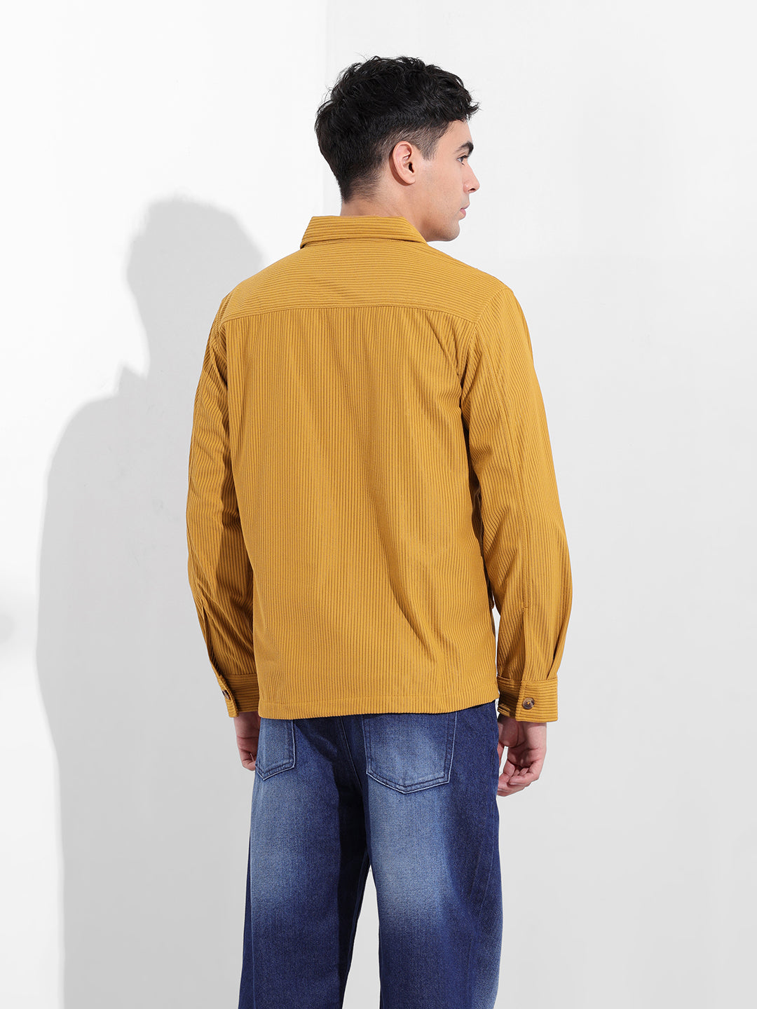 Men's Khaki Boxy Fit Solid Street Shirt