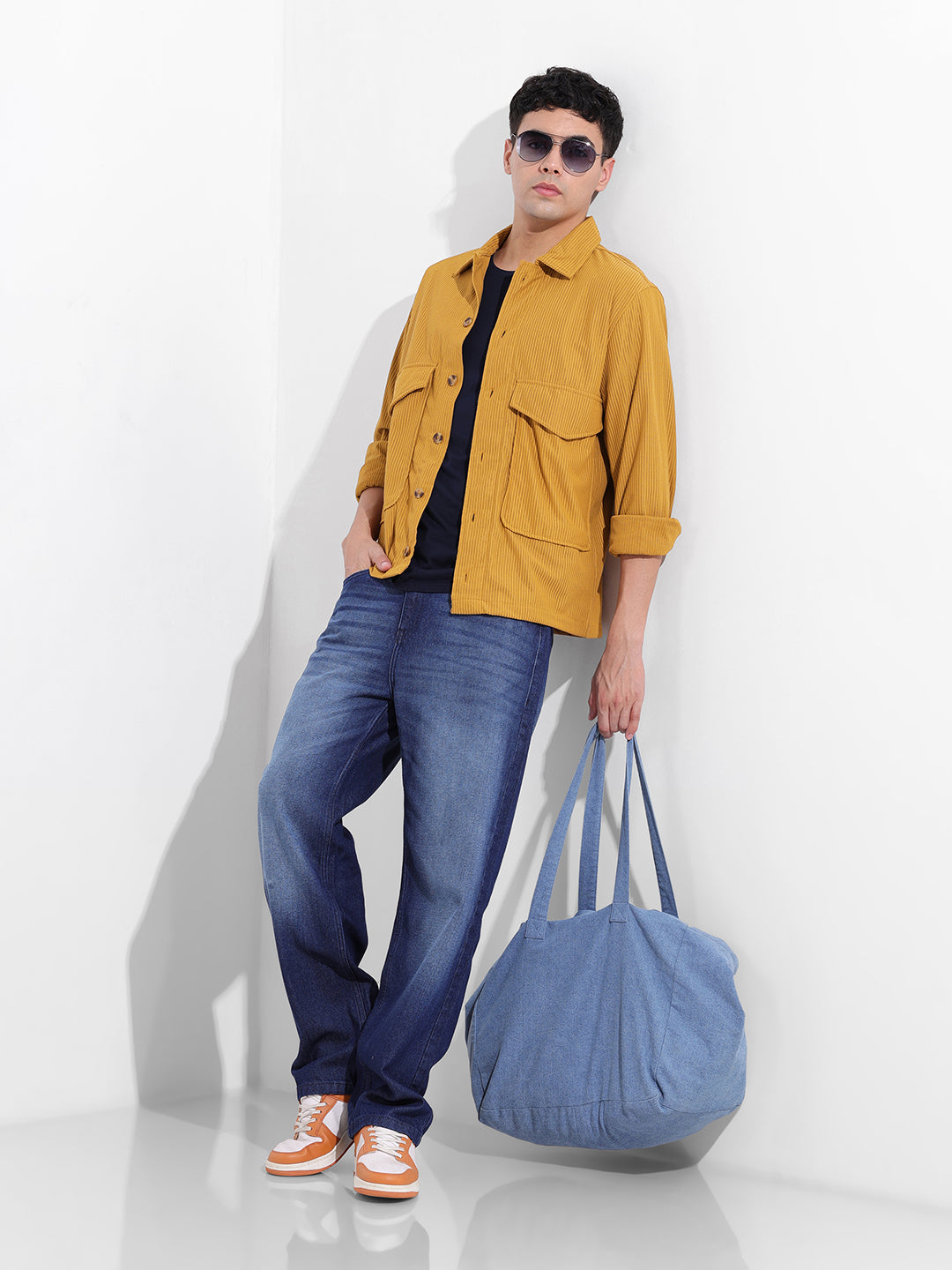 Men's Khaki Boxy Fit Solid Street Shirt