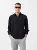 Men's Black Relaxed Fit Solid Resort Wear Shirt