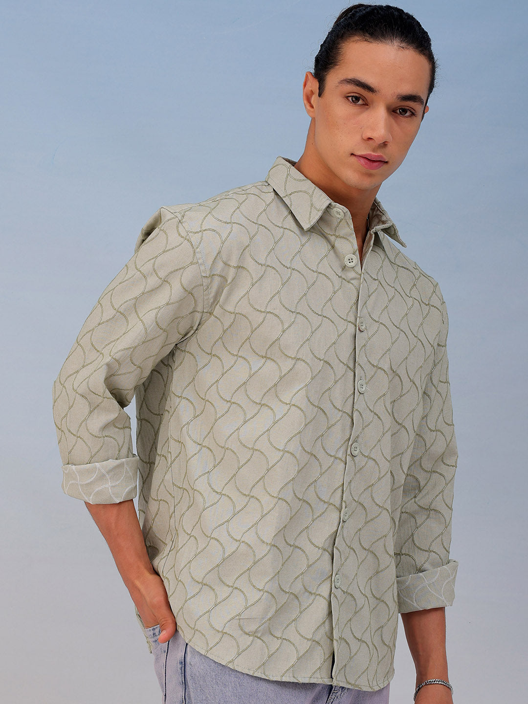 Shop Men's Textured Relaxed Fit Shirt Online.