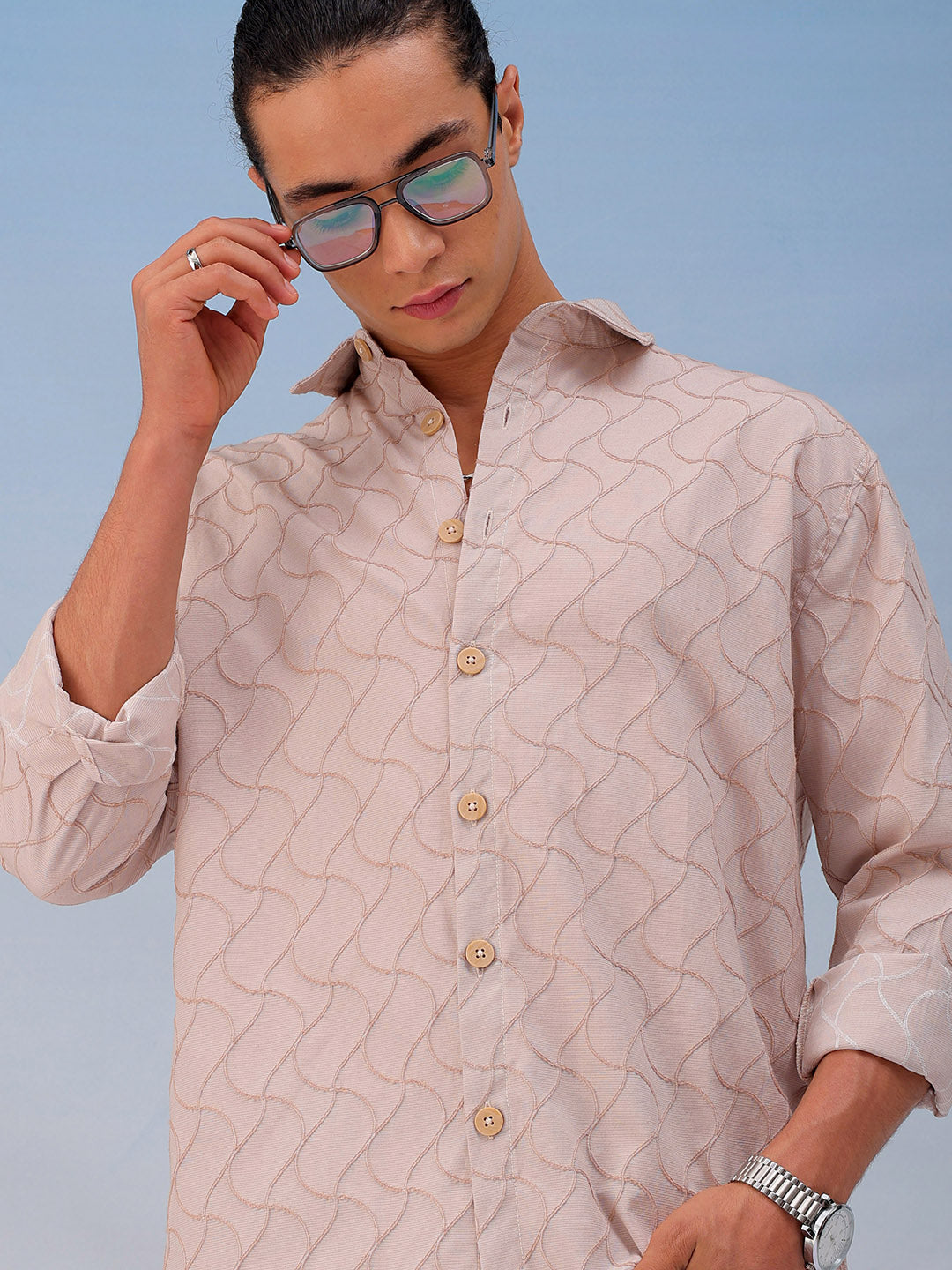 Shop Men's Textured Relaxed Fit Shirt Online.