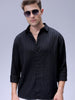 Men's Black Relaxed Fit Solid Resort Wear Shirt