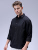 Men's Black Relaxed Fit Solid Resort Wear Shirt