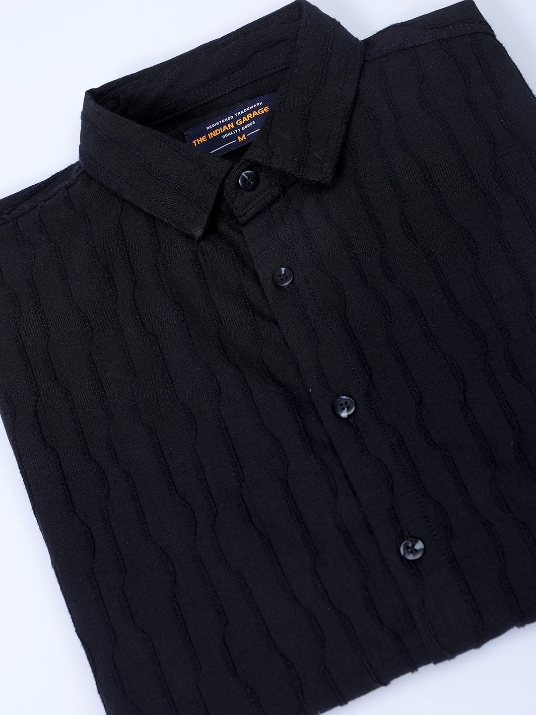 Men's Black Relaxed Fit Solid Resort Wear Shirt