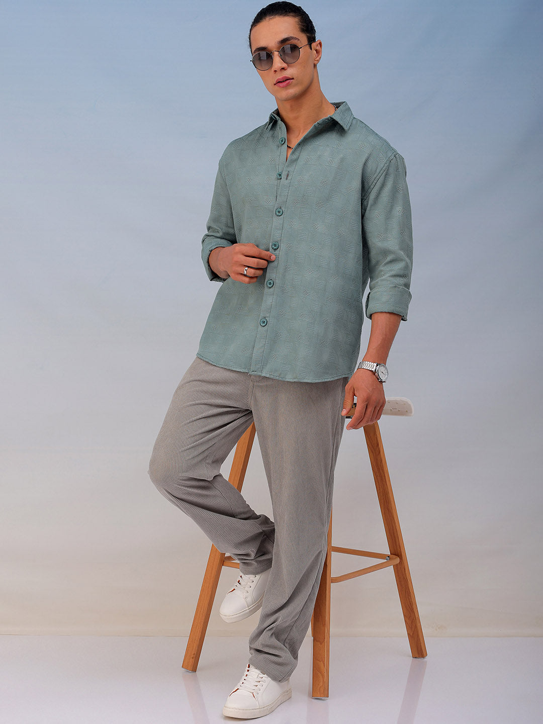 Shop Men's Textured Relaxed Fit Shirt Online.