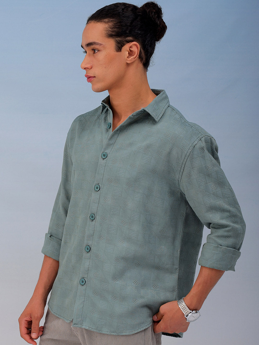 Shop Men's Textured Relaxed Fit Shirt Online.