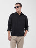 Men's Black Relaxed Fit Solid Resort Wear Shirt
