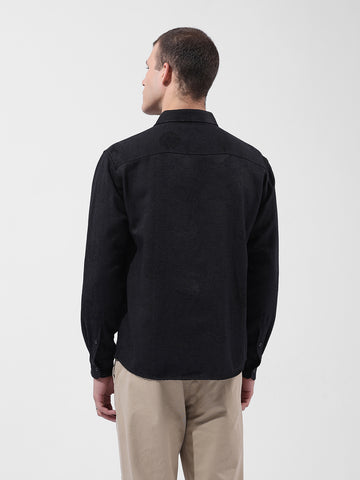 Men's Black Relaxed Fit Solid Resort Wear Shirt