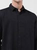 Men's Black Relaxed Fit Solid Resort Wear Shirt