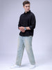Men's Black Relaxed Fit Solid Resort Wear Shirt