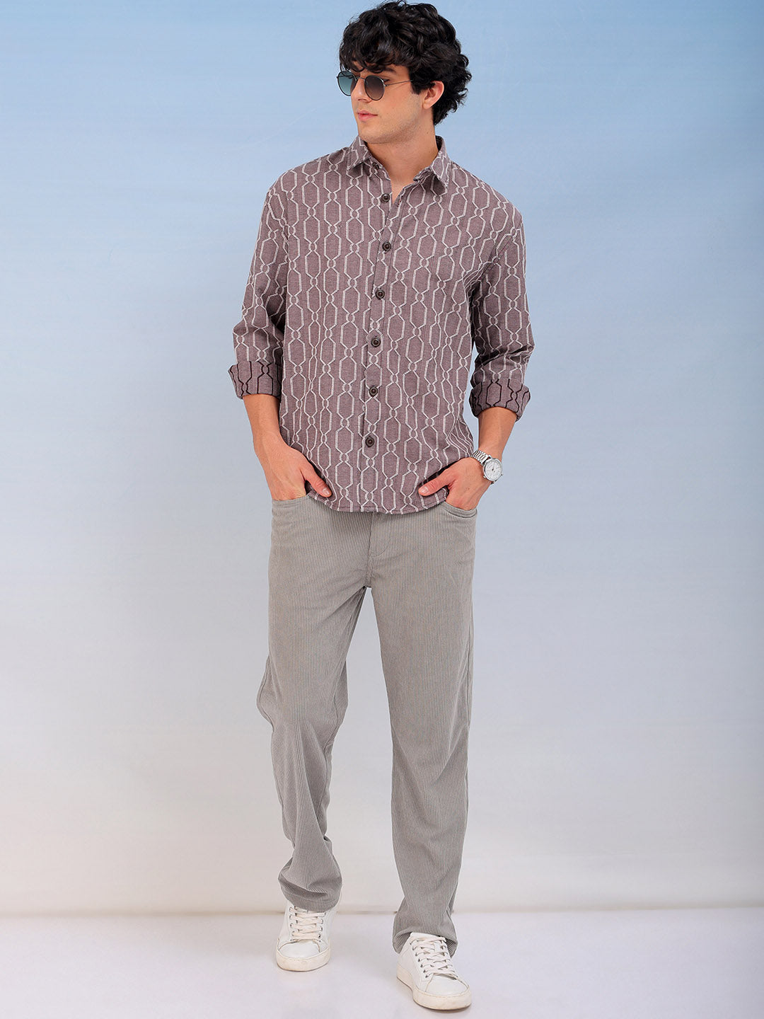 Shop Men's Textured Relaxed Fit Shirt Online.