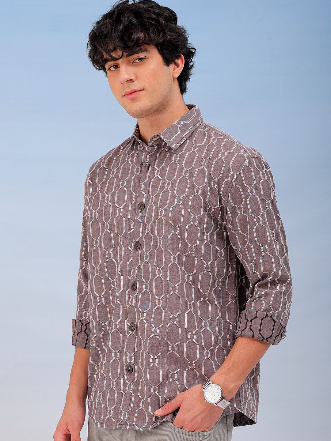 Shop Men's Textured Relaxed Fit Shirt Online.