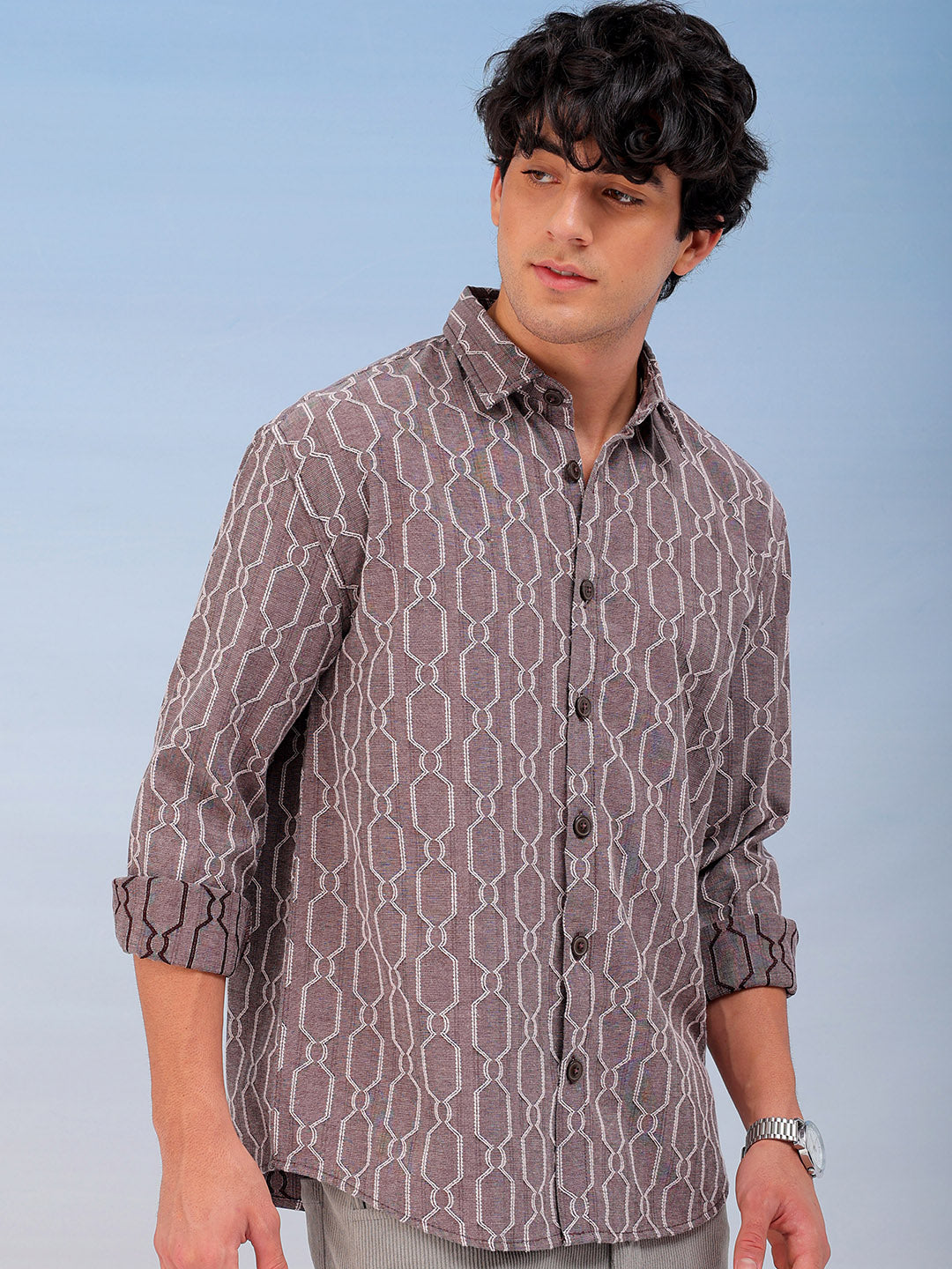 Shop Men's Textured Relaxed Fit Shirt Online.