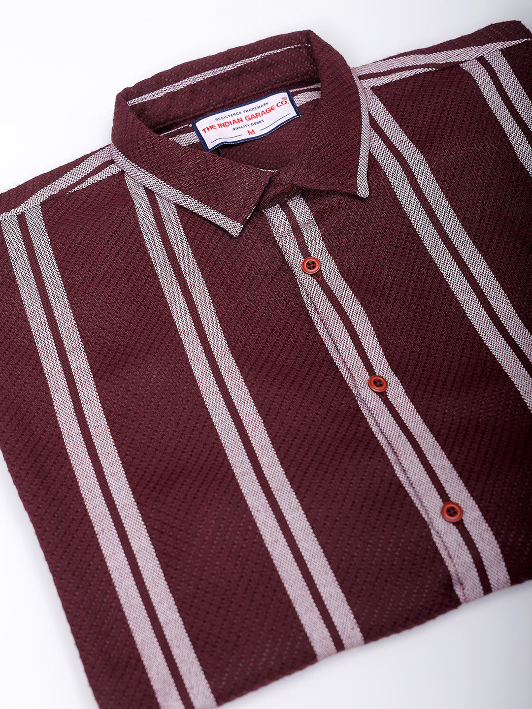 Men's Maroon Relaxed Fit Striped Resortwear Shirt