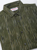 Men's Olive Slim Fit Striped Casual Shirt