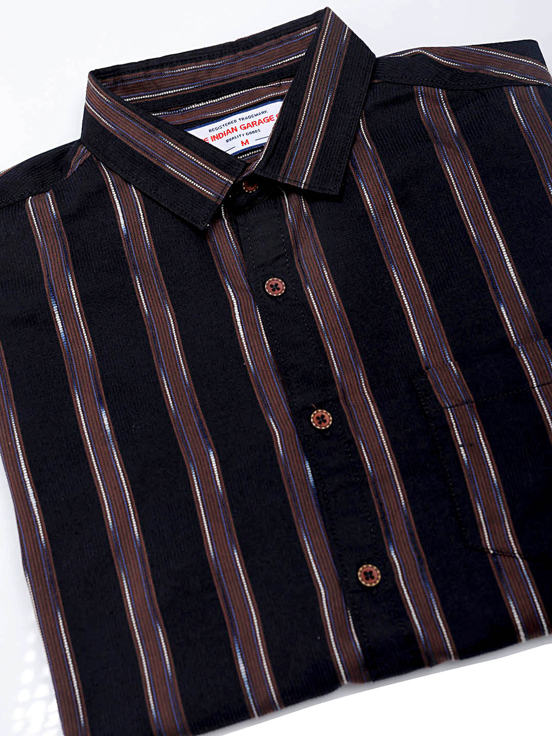 Men's Brown Slim Fit Striped Casual Shirt