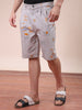Men's Purple Relaxed Fit Face Print Shorts