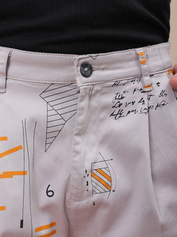 Men's Purple Relaxed Fit Face Print Shorts