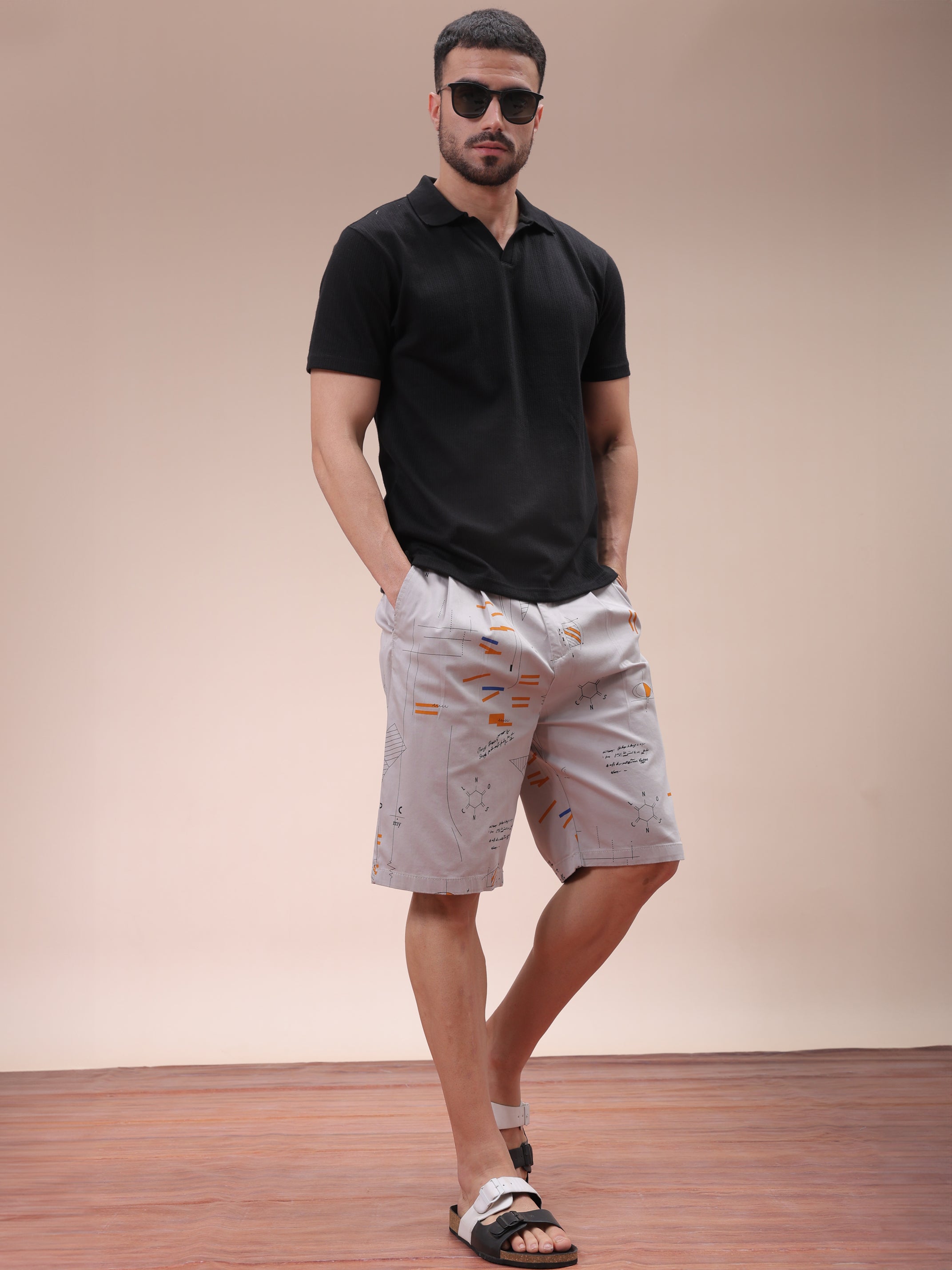 Men's Lilac Hint Relaxed Fit Printed Casual Shorts