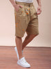 Men's Beige Relaxed Fit Face Print Shorts