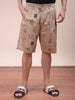 Men's Oxford Tan Relaxed Fit Printed Casual Shorts