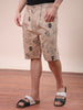 Men's Oxford Tan Relaxed Fit Printed Casual Shorts