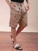 Men's Oxford Tan Relaxed Fit Printed Casual Shorts