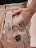 Men's Oxford Tan Relaxed Fit Printed Casual Shorts
