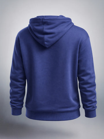 Men's Blue Relaxed Fit Embroided Casual Sweatshirt