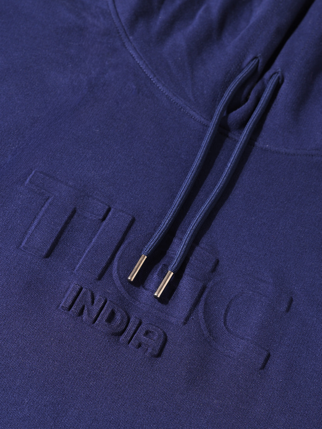 Men's Blue Relaxed Fit Embroided Casual Sweatshirt