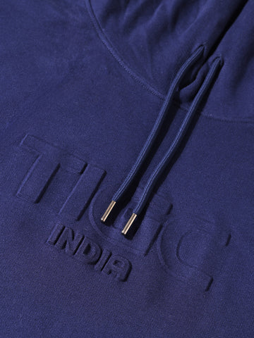 Men's Blue Relaxed Fit Embroided Casual Sweatshirt