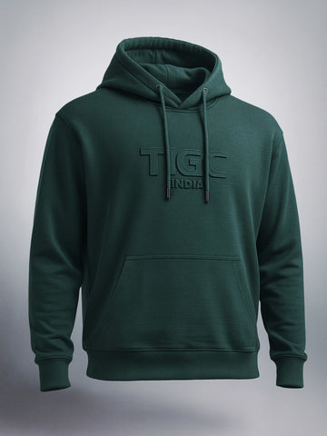 Men's Green Relaxed Fit Embroided Casual Sweatshirt