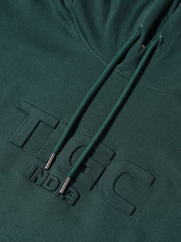 Men's Green Relaxed Fit Embroided Casual Sweatshirt