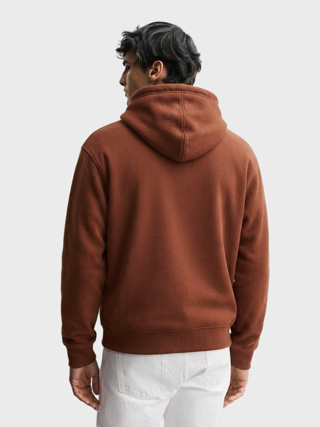 Men's Brown Relaxed Fit Embroided Casual Sweatshirt