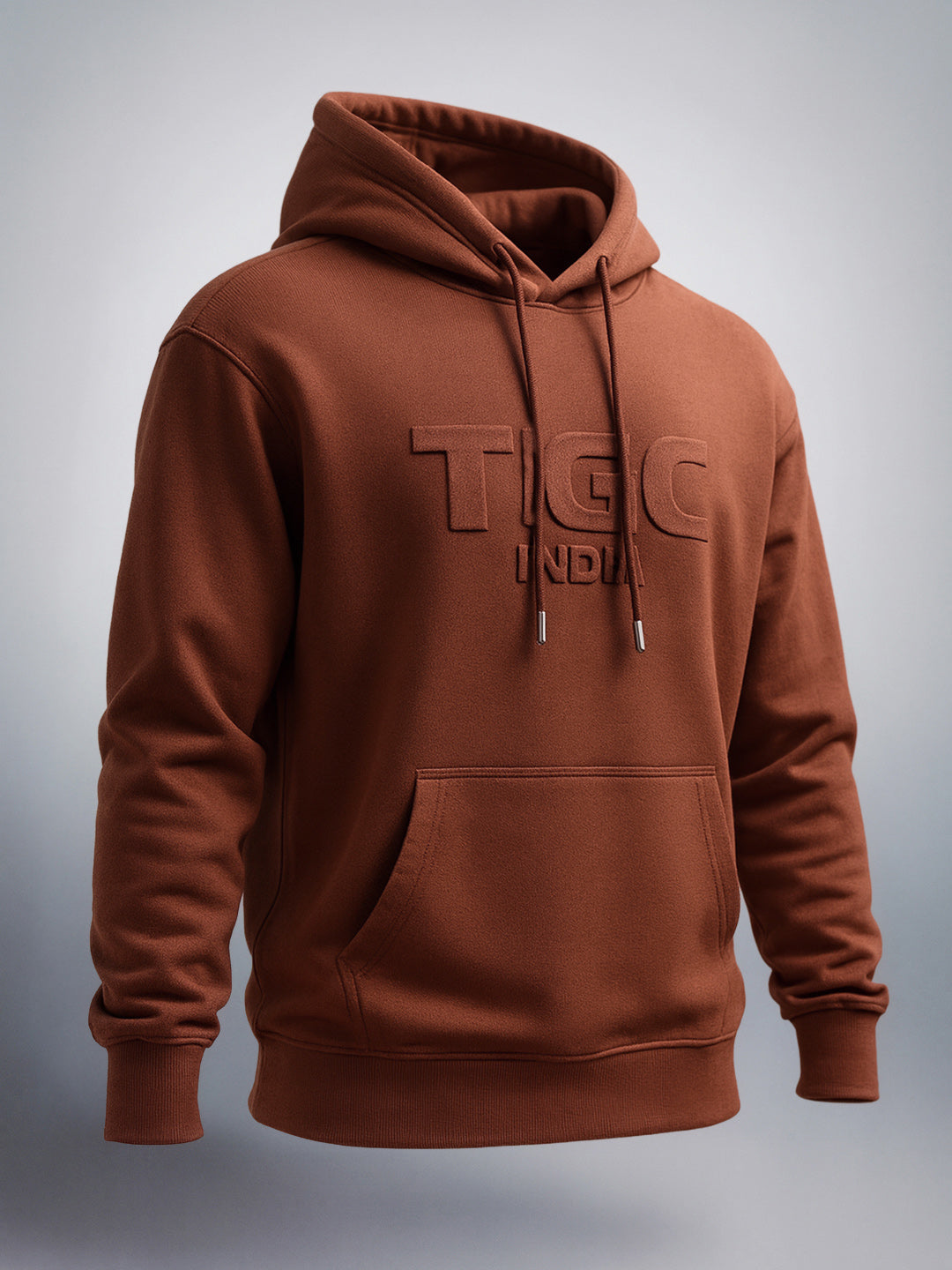 Men's Brown Relaxed Fit Embroided Casual Sweatshirt