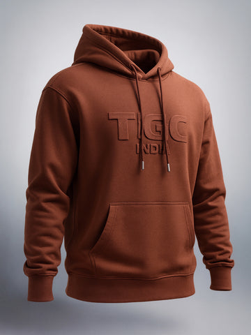 Men's Brown Relaxed Fit Embroided Casual Sweatshirt