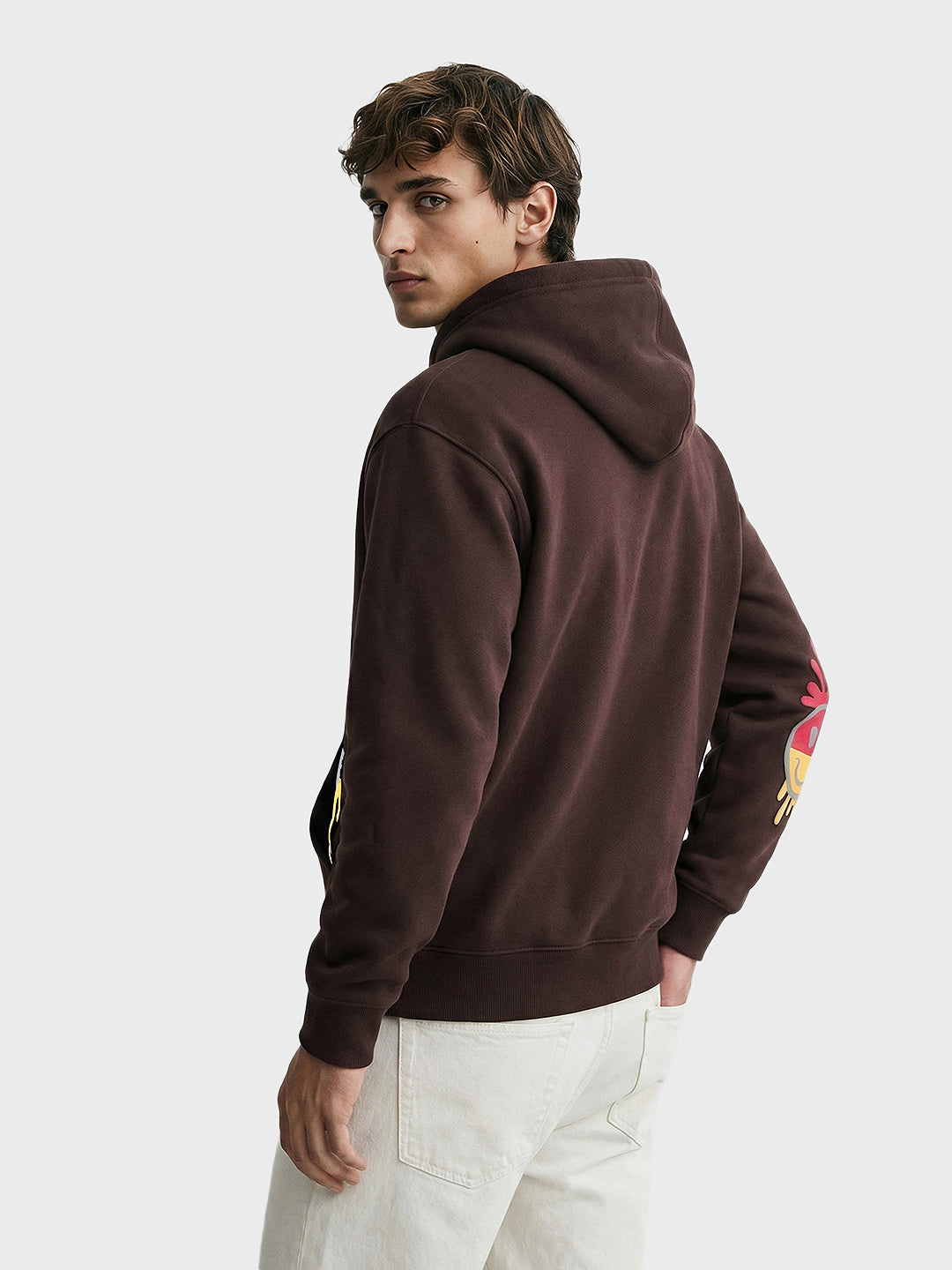 Men's Brown Oversized Fit Printed Street Sweatshirt