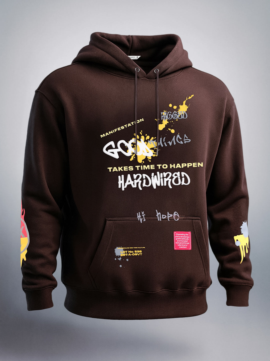 Men's Brown Oversized Fit Printed Street Sweatshirt