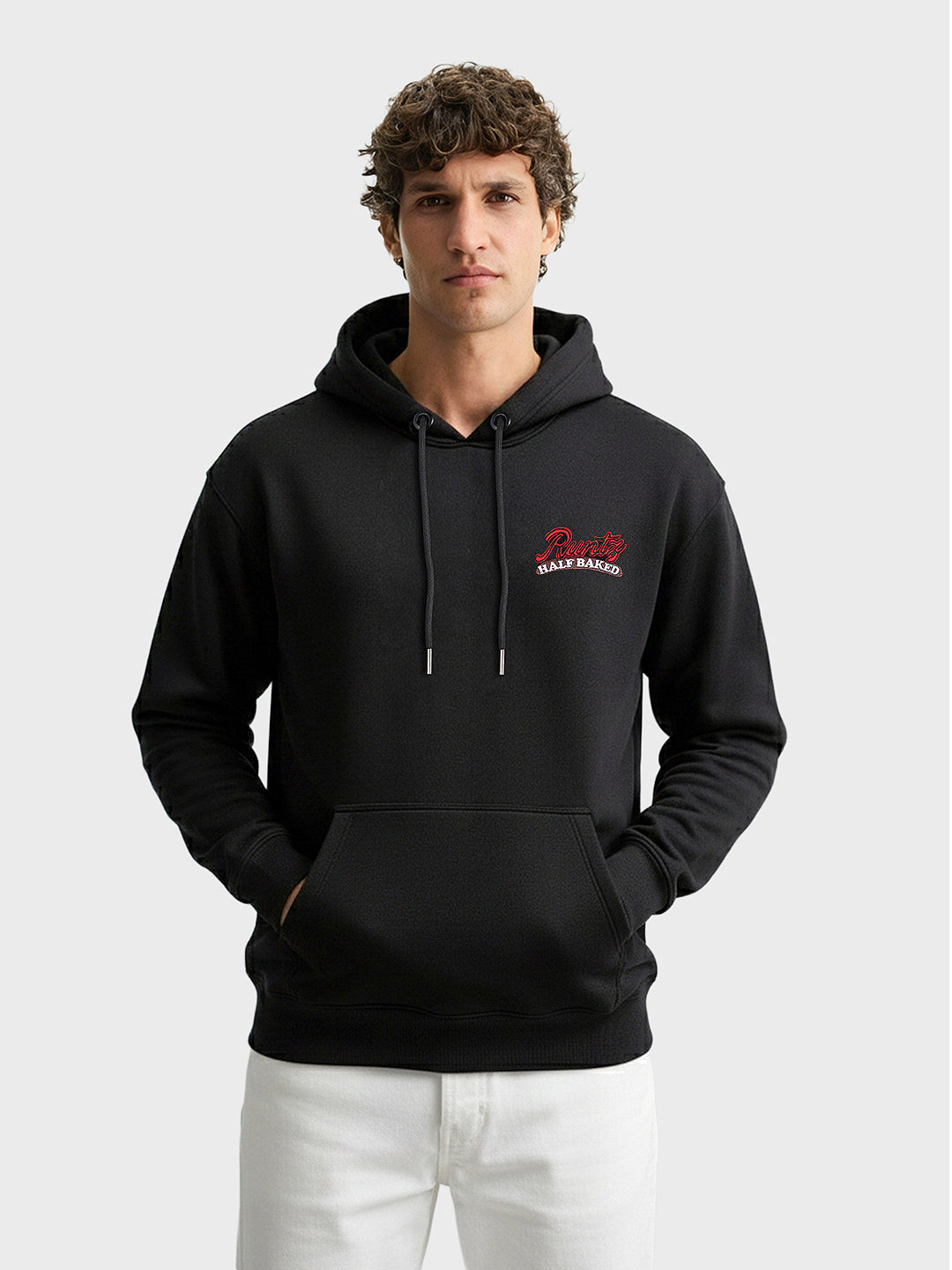 Men's Black Relaxed Fit Graphic Printed Casual Sweatshirt