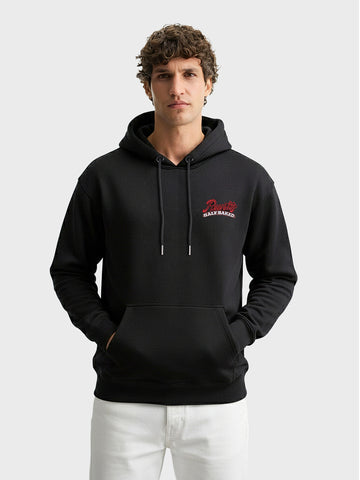 Men's Black Relaxed Fit Graphic Printed Casual Sweatshirt